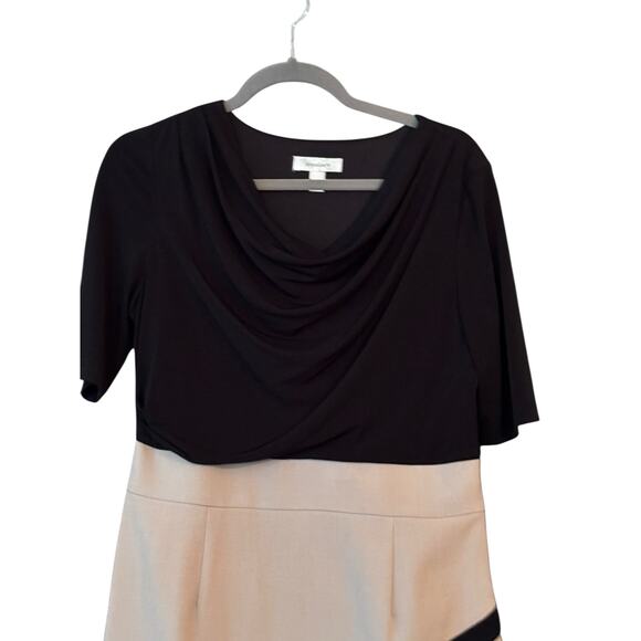 Dress Barn Career Office Dress 12 Short Sleeve Black Tan Lined Figure Flattering - Picture 2 of 9